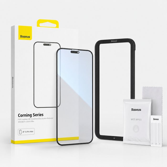 Baseus Corning Series Full Coverage HD Tempered Glass - iPhone 15 Pro Max